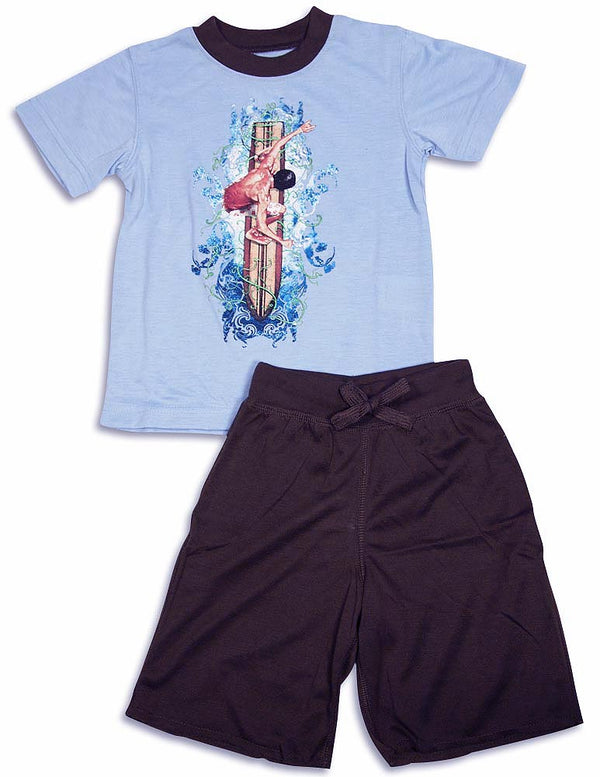 Wes and Willy - Little Boys Short Sleeve Shortie Pajamas