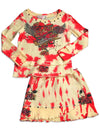 Baby Sara Toddler & Girls Tie Dye Waffle Weave Thermal Long Sleeve Skirt Set