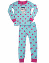 Petit Lem - Little Girls Long Sleeve Polka Dot Dog Pajamas