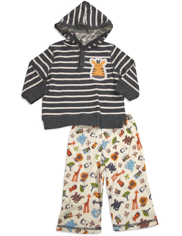 Pepper Toes - Baby Boys Long Sleeve Zoo Pals Hoody Pant Set