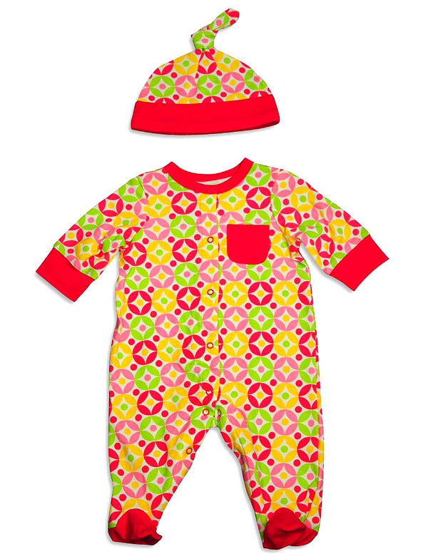 Offspring - Baby Girls Long Sleeve Coverall and Hat