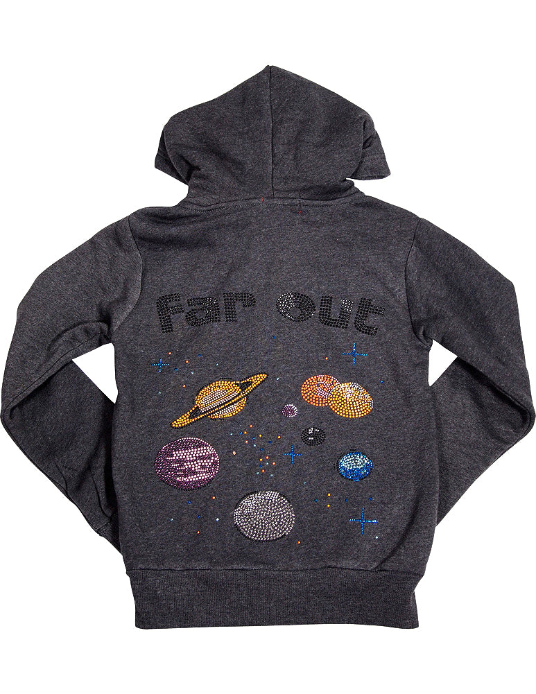 Butter Super Soft Long Sleeve Screen Print and Embellished Zip Hoodie Sweatshirt