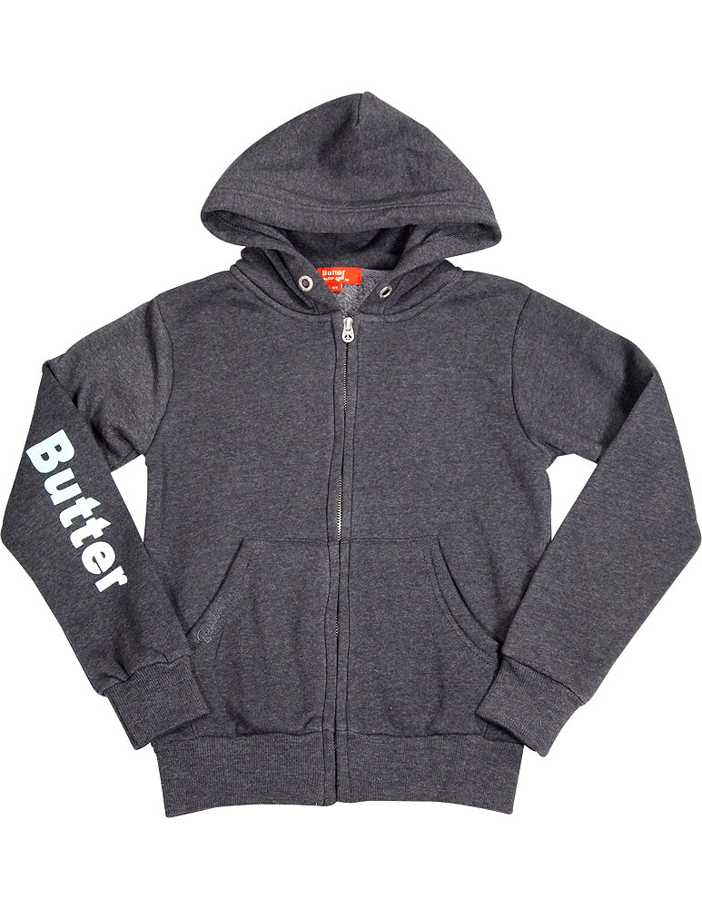 Butter Super Soft Long Sleeve Screen Print and Embellished Zip Hoodie Sweatshirt