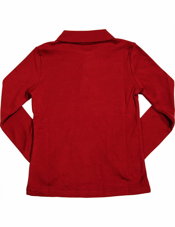 French Toast School Uniform Girls Long Sleeve Interlock Polo Shirt (Sizes 4-20), 33636