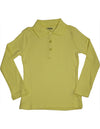 French Toast School Uniform Big Girls Plus Size Long Sleeve Interlock Polo Shirt, 33666