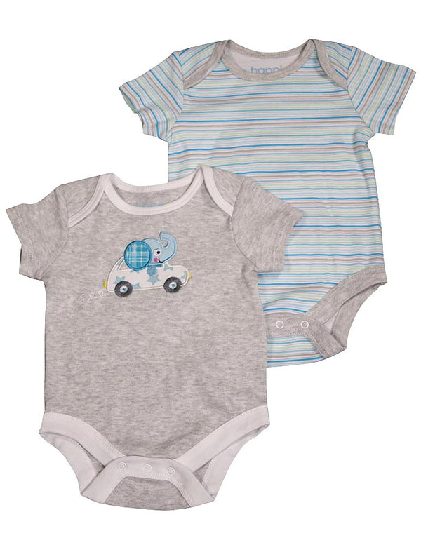 Happi by Dena Baby Boys Newborn Short Sleeve Bodysuit 2 Piece Set