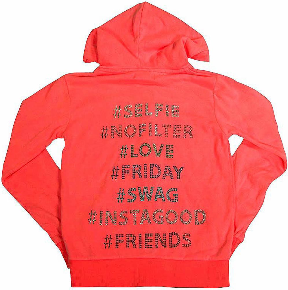 Butter Super Soft Long Sleeve Screen Print and Embellished Zip Hoodie Sweatshirt