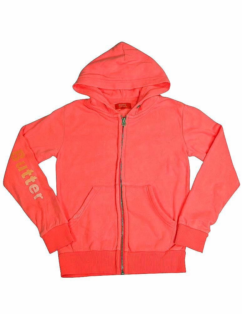 Butter Super Soft Long Sleeve Screen Print and Embellished Zip Hoodie Sweatshirt