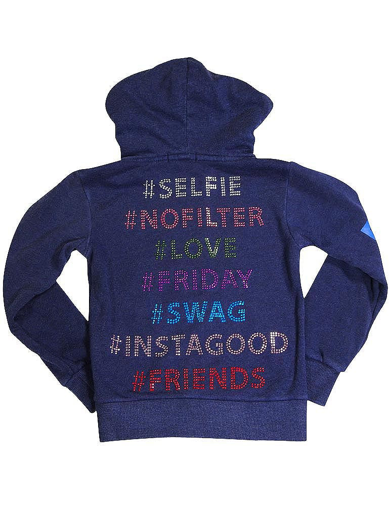 Butter Super Soft Long Sleeve Screen Print and Embellished Zip Hoodie Sweatshirt