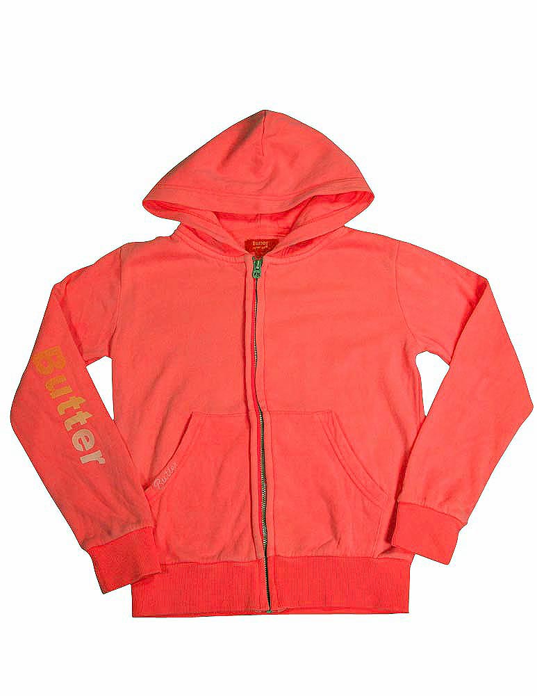 Butter Super Soft Long Sleeve Screen Print and Embellished Zip Hoodie Sweatshirt