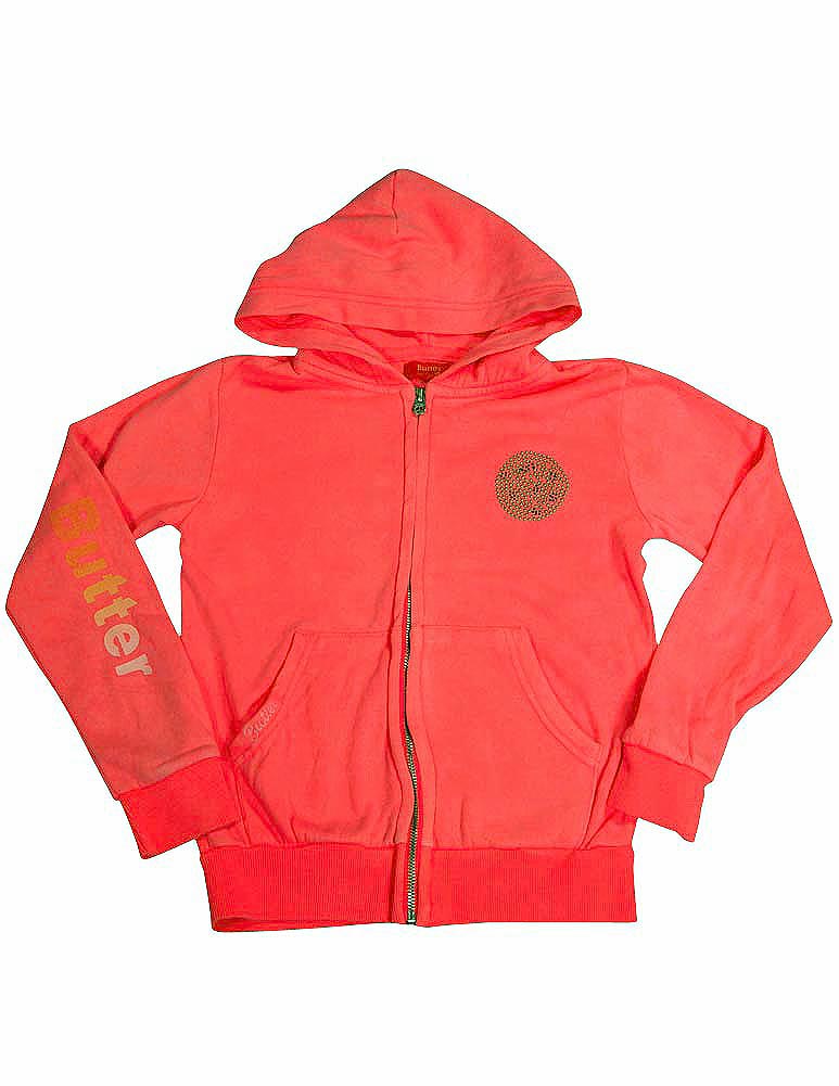 Butter Super Soft Long Sleeve Screen Print and Embellished Zip Hoodie Sweatshirt