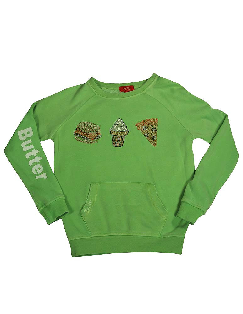 Butter Super Soft Long Sleeve Pullover Kangaroo Pocket Embellished Sweatshirt