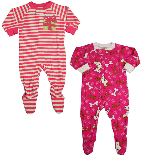 Sara's Prints Baby Infant Girls Long Sleeve Footed Zip Up Sleep Pajama Coverall
