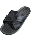 Panama Jack Mens Faux Leather X-Band Cross Band Slide Sandal Shoe