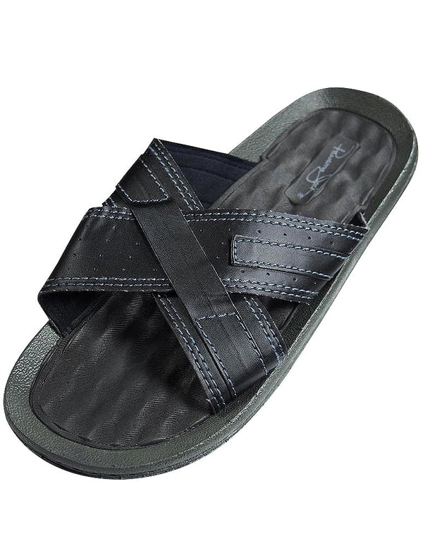 Panama Jack Mens Faux Leather X-Band Cross Band Slide Sandal Shoe