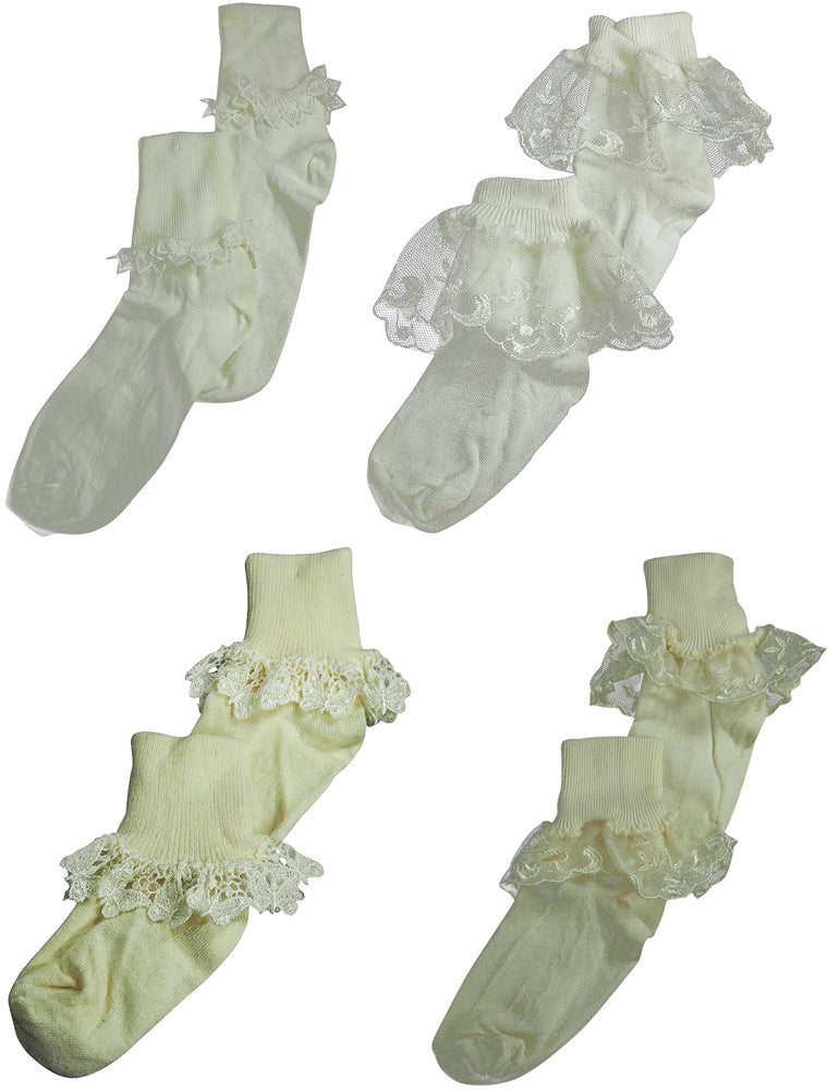 Christian Dior Girls Lace Ruffle Ankle Socks Fancy for Everyday Anytime