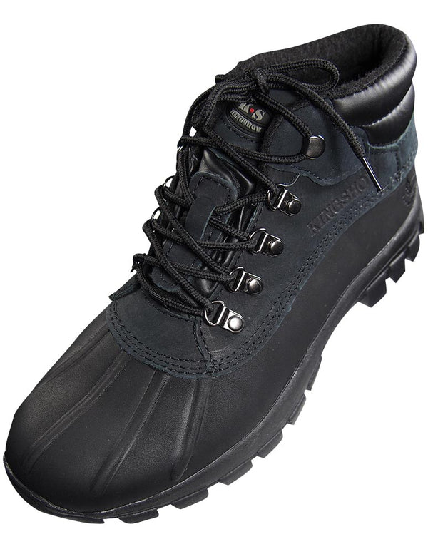 KINGSHOW Mens M0705 Water Resistance Leather Rubber Sole Winter Snow Boots