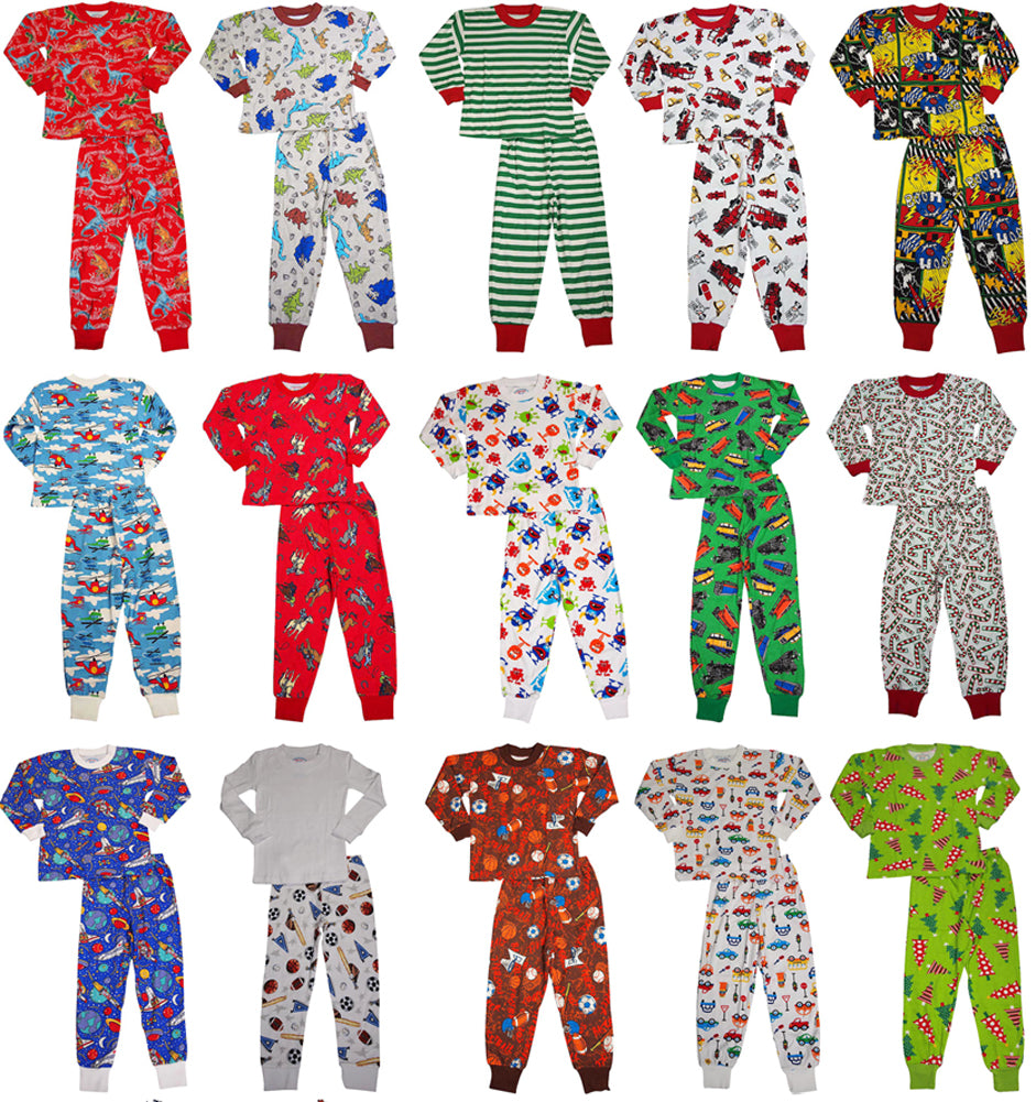 Sara's Prints Boys Girls Unisex Kids Long Sleeve 2 Piece Pajama Set