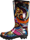 Norty Womens Rain Boots Rubber Printed Wellie Hi Calf Snow Rainboots