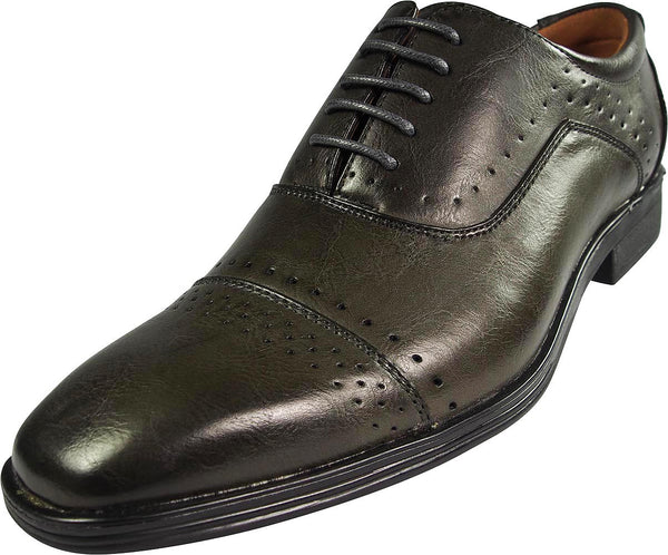 Via Farinella - Mens Genuine Leather Insole Cap Toe Lace Up Dress Shoe