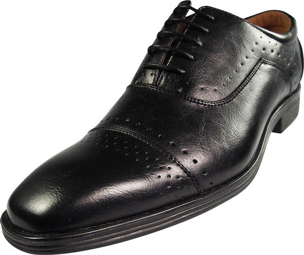 Via Farinella - Mens Genuine Leather Insole Cap Toe Lace Up Dress Shoe