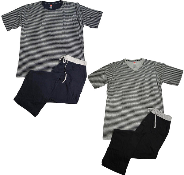 Hanes Mens Short Sleeve Jersey Knit 2 Piece Pajama Sleep Lounge Set, 39947