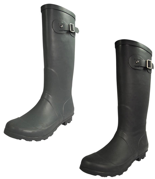Norty Womens Rain Boots Rubber Solid Matte Color Wellie Hi Calf Snow Rainboots