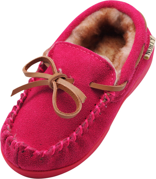 NORTY Toddler Boys Girls Unisex Suede Leather Moccasin Slip on Slippers