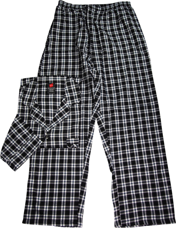 Hanes Men's Woven Cotton Blend Long Sleeve Plaid Sleepwear Pajama Set, 40290