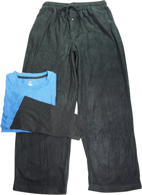 Hanes Men's Jersey Knit and Microfleece Sleep Lounge Pajama Pant Set, 40492