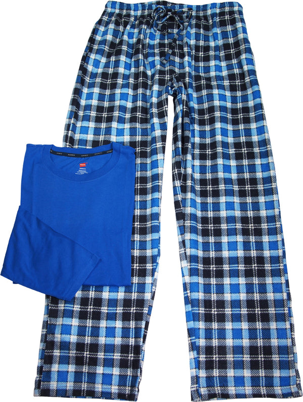Hanes Men's Jersey Knit and Microfleece Sleep Lounge Pajama Pant Set, 40492