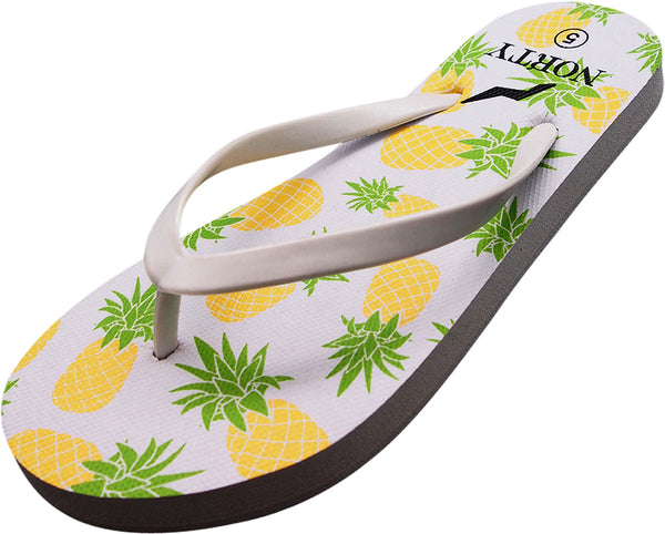 Norty Girl's Graphic Print Flip Flops Sandals for Beach, Pool Everyday Runs One Size Small