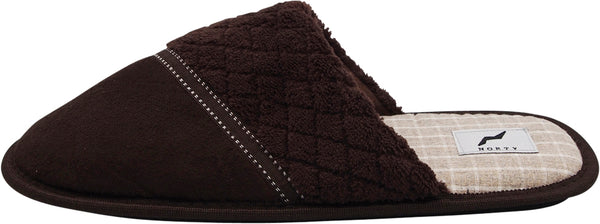 Norty Mens Slippers Slip-On Indoor Outdoor Scuffs - Faux Suede, Fleece or Ribbed Knit