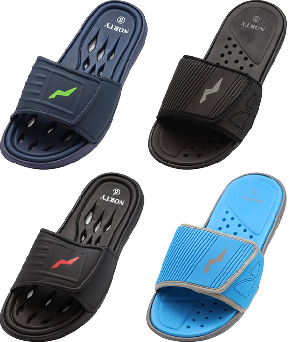 NORTY Young Men's Drainage Slide Sandals Quick Drying Shoe Beach, Pool, Shower RUNS 1 SIZE SMALL