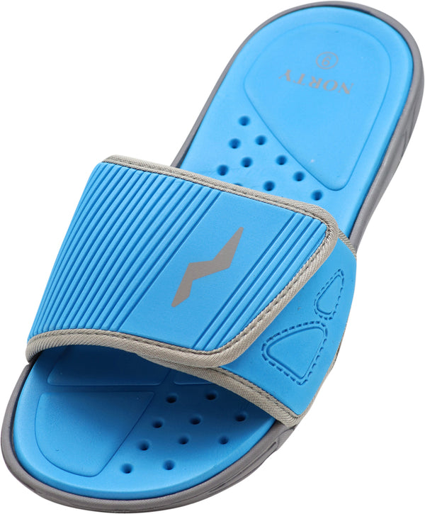 NORTY Young Men's Drainage Slide Sandals Quick Drying Shoe Beach, Pool, Shower RUNS 1 SIZE SMALL
