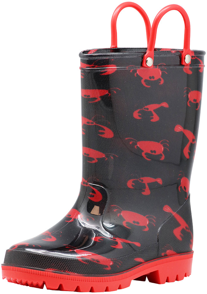 Norty Toddlers Little Big Kids Boys Girls Waterproof PVC Rain Boots - 10 Colors