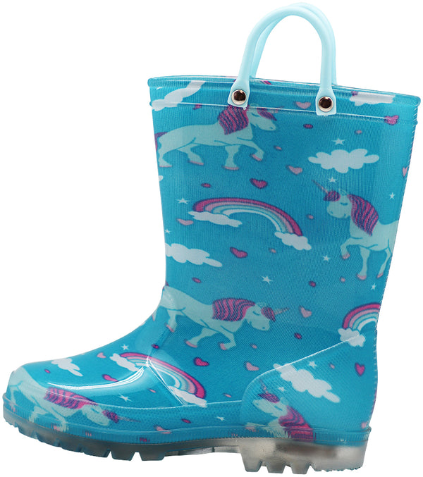 Norty Toddlers Girls Waterproof PVC Light Up Rain Boots