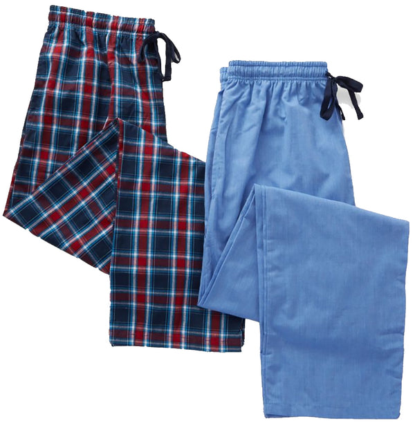 Hanes Men's Big and Tall Woven Pants - 2 Pack Plaid and Solid