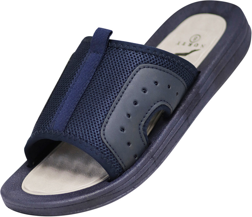 Norty Mens Comfort Casual Slide Flat Slip On Shower Sandals Runs One Size Small
