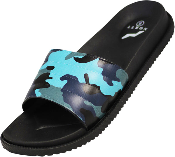 Norty Mens Summer Comfort Casual Slide Flat Strap Shower Sandals Slip On Shoes