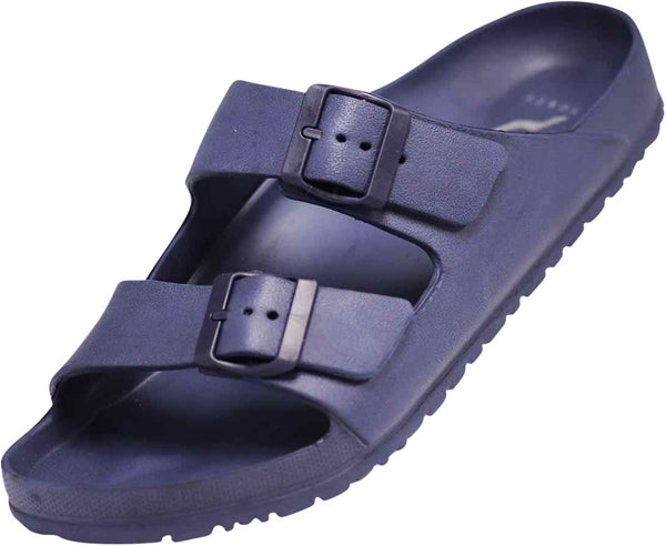 NORTY Men's Indoor Outdoor 2 Strap Adjustable Buckles Slide Sandal