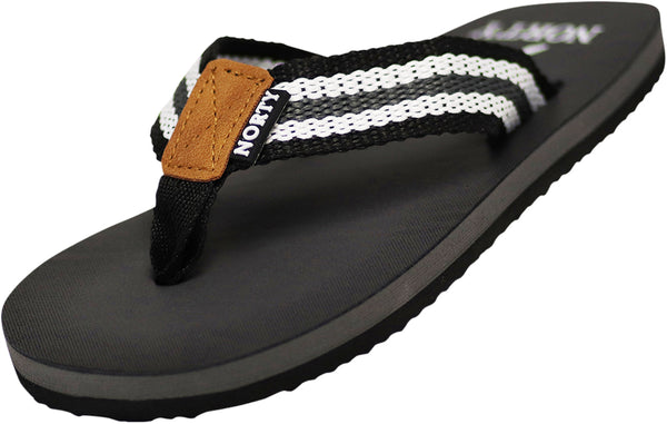 NORTY Boy's Flip Flops Lightweight Canvas Strap Sandal for Everyday Beach Pool Kids - Runs One Size Small