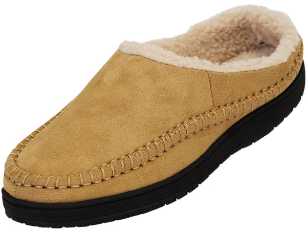 Norty Men's Faux Suede Twin Gore & Clog Slipper with Indoor Outdoor Sole