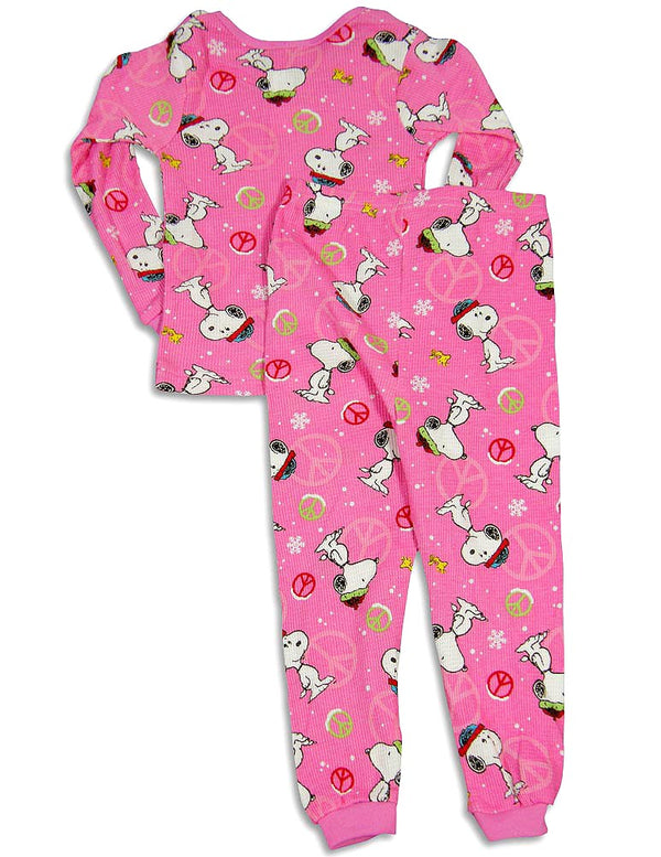 Peanuts Girls Long Sleeve Thermal Snoopy Pajamas