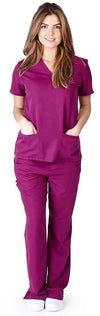UltraSoft Premium Classic 3 Pocket V-Neck Medical Scrub Set For Women - JUNIOR FIT