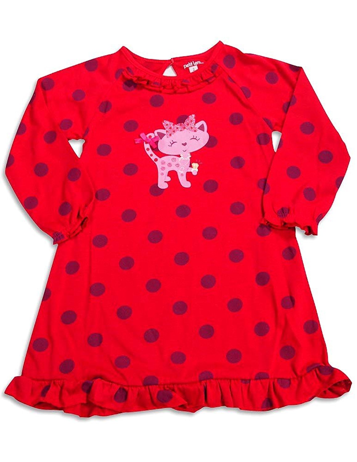 Petit Lem - Little Girls Long Sleeve Polka Dot Dog Nightgown