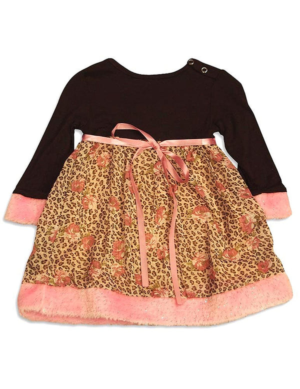 Me Me Me by Lipstik - Baby Girls Long Sleeve Leopard Dress