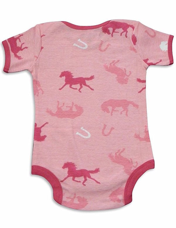 Wild and Cozy - Horse Print Cotton Onesie for Infant Baby Girls'