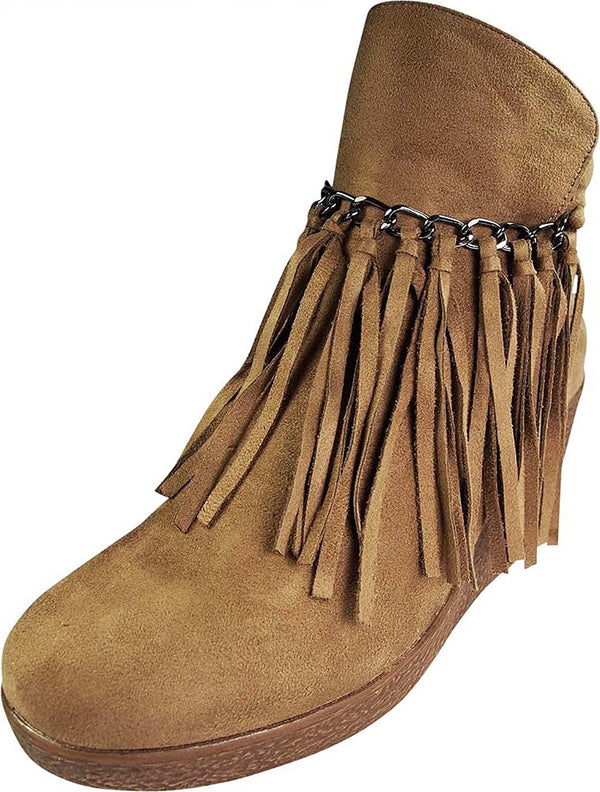 Pierre Dumas - Womens Candy-1 Wedge Fringe Ankle Bootie