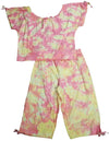 Peanut Bunch Little Girls Tie Dye Short Sleeve Capri Pant Set